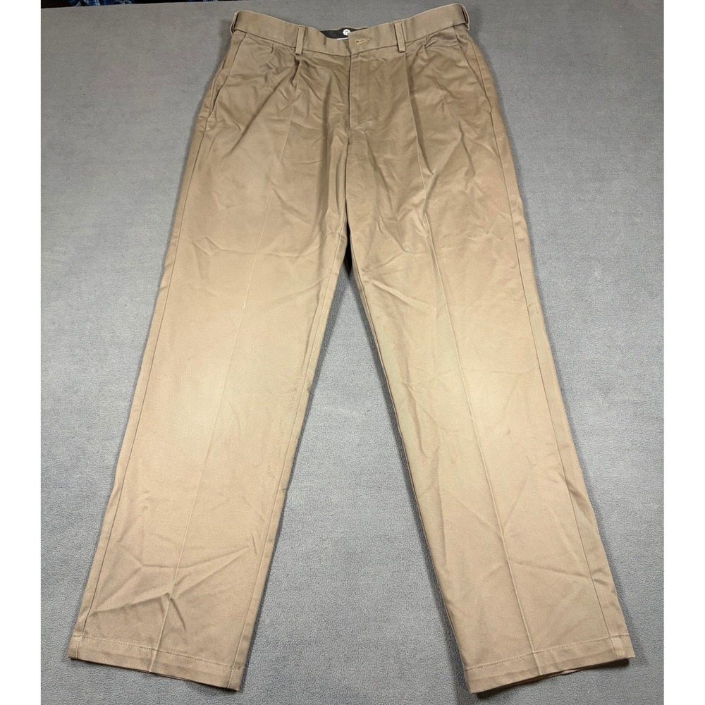 Club Room Pants Mens 34x32 Brown Pleated Classic Fit Cotton Chino Khakis